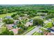 An aerial view showing a leafy residential area with neatly arranged houses and well-maintained green lawns under a sunny sky at 15916 Indian Wells Ct, Clermont, FL 34711