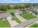 High-angle view of homes with well-kept lawns and landscaping, showcasing a residential neighborhood's appeal and greenery at 1824 Forest Glen Dr, Fruitland Park, FL 34731