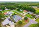 Aerial view of a neighborhood featuring homes with well-maintained lawns and mature trees at 2705 Bayview Dr, Eustis, FL 32726