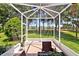 Screened lanai with comfortable seating and scenic backyard views at 27121 White Plains Way, Leesburg, FL 34748