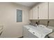 Laundry room area featuring modern washer and dryer, utility sink and cabinets at 37236 Cherry Lake Rd, Fruitland Park, FL 34731
