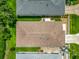 A high angle view of the roof, lawn, driveway, and adjacent properties at 8195 Se 174Th Rowland St, The Villages, FL 32162