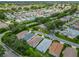 Aerial view of a lovely neighborhood with mature trees and lush landscaping at 8195 Se 174Th Rowland St, The Villages, FL 32162