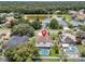 An aerial view of a beautiful pool home near a scenic lake and green landscape at 1109 Needlewood Loop, Oviedo, FL 32765