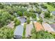 An aerial view showcases the neighborhood with mature trees and well-maintained lawns, creating a desirable community setting at 17428 Woodfair Dr, Clermont, FL 34711