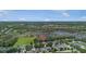Scenic aerial view of home nestled in a lush, green neighborhood with a tranquil lake at 5144 Rishley Run Way, Mount Dora, FL 32757