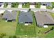 Features aerial view of a home with a large backyard, screened-in porch, and well-manicured lawn at 6301 Danielson Loop, The Villages, FL 32163