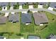Shows an aerial view of the backyard revealing a large, grassy space, landscaping and neighboring homes at 6301 Danielson Loop, The Villages, FL 32163