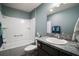 Bathroom with granite countertop, bathtub, and shower at 6342 Whittle Ct, The Villages, FL 32163