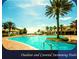 Resort-style pool area with palm trees, a covered gazebo, and plenty of lounge chairs for relaxation at 1180 Mesa Verde Ct, Clermont, FL 34711