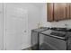 Functional laundry room equipped with modern appliances and storage cabinets for convenience at 2610 Florence Dr, Kissimmee, FL 34744
