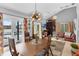 Spacious living room with vaulted ceilings, stylish lighting, lake views, and seamless indoor-outdoor living at 2610 Florence Dr, Kissimmee, FL 34744