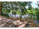 Charming backyard area with a brick pathway leading to a private waterfront view surrounded by lush greenery at 29152 David Ct, Tavares, FL 32778