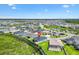 Aerial view showing the home's location in the community, near a pond, other properties, and a road at 4157 Tiedemann Loop, The Villages, FL 32163