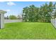 A spacious backyard featuring a lush lawn and privacy fence at 5019 Ne 125Th Loop, Oxford, FL 34484