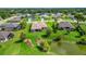 Scenic aerial view of the property showcasing its lush backyard, pond, and the surrounding neighborhood with mature trees at 6008 Apex Way, Lady Lake, FL 32159