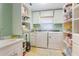 Bright laundry room with storage cabinets, sink, washer, and dryer at 11750 Watts Ct, Tavares, FL 32778