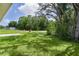 Spacious backyard with verdant grass, bordered by mature trees providing shade and privacy at 14631 Se 95Th Ct, Summerfield, FL 34491