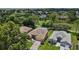 Aerial view of a home with a screened-in pool, lush landscaping, and a golf course in the background at 16862 Se 80Th Bellavista Cir, The Villages, FL 32162