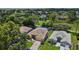 Aerial view of a home with a screened-in pool, lush landscaping, and a golf course in the background at 16862 Se 80Th Bellavista Cir, The Villages, FL 32162