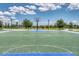 Full basketball court offers a recreational space for exercise and sports with mature trees at 1696 Wilson Prairie Cir, Groveland, FL 34736