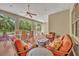 Spacious patio with comfortable seating area, dining table, and view of the backyard at 30342 Vitex Ave, Eustis, FL 32736