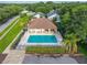 Take a dip in the community pool with lounge area, tables, chairs and mature landscaping around at 33316 Irongate Dr, Leesburg, FL 34748