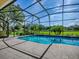 Sparkling pool in a screened enclosure with a clear view of the landscaped yard at 359 Blue Branch St, Eustis, FL 32736