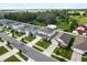 Aerial view of homes with backyard pools are nestled near a wooded area at 5386 Pine Lilly Dr, St Cloud, FL 34771