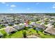 Wide aerial view of a residential neighborhood featuring well-maintained homes with lush green lawns and landscaping at 5746 Botner Dr, The Villages, FL 32163