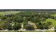 Aerial view showcases property's wooded surroundings providing a sense of privacy and tranquility at 672 E Belt Ave, Bushnell, FL 33513