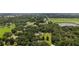 Aerial view displays the property nestled among mature trees, highlighting its serene location at 672 E Belt Ave, Bushnell, FL 33513