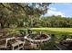 Inviting backyard firepit with seating area perfect for outdoor gatherings and relaxation at 672 E Belt Ave, Bushnell, FL 33513