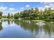 Scenic pond with a fountain and lush greenery, providing a tranquil and picturesque view at 752 Sandy Bar Dr, Winter Garden, FL 34787