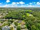 Aerial view showcasing the property's location within a green neighborhood with parks and recreational areas in the distance at 8045 Waterbury Way, Mount Dora, FL 32757