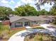An aerial shot showcasing the home's exterior and landscaping, complete with a circular driveway at 910 Rangeline Rd, Longwood, FL 32750