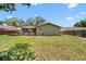 A spacious backyard featuring a well-maintained lawn and a deck with outdoor seating at 910 Rangeline Rd, Longwood, FL 32750