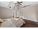 Spacious main bedroom with a ceiling fan, skylight, and views of backyard at 4219 Magnolia Ave, Leesburg, FL 34748