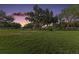 Spacious front yard featuring green grass, mature trees, and a charming fence, providing a serene and picturesque landscape at 13 Hickory Head Hammock, The Villages, FL 32159