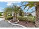 Landscaped flowerbed featuring a small palm tree with decorative border and small bushes at 2237 Jetta Way, The Villages, FL 32162