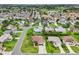Aesthetic aerial image of an established neighborhood featuring mature landscaping and well-maintained lawns at 2455 Five Forks Trl, The Villages, FL 32162