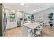 Bright kitchen with an island and seating area, stainless steel appliances, and a tiled backsplash at 2455 Five Forks Trl, The Villages, FL 32162
