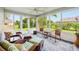 Relaxing lanai filled with comfortable seating and views of the beautiful landscaped yard at 2455 Five Forks Trl, The Villages, FL 32162