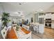 Open living space connects dining and kitchen, with white cabinets and a breakfast bar at 2455 Five Forks Trl, The Villages, FL 32162