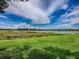 Picturesque lake view with lush green grass in foreground, providing a serene and inviting outdoor setting at 25007 Bellevue, Leesburg, FL 34748