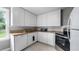 Well-lit kitchen featuring ample white cabinetry, neutral countertops, and modern appliances at 256 Carroll St, Clermont, FL 34711