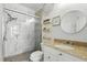 Bathroom features a large glass shower, granite vanity, and tiled walls at 2639 Maitland Crossing Way # 102, Orlando, FL 32810