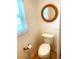 Bathroom featuring a toilet, window, and decorative mirror with natural light at 2648 Maymont Ct, The Villages, FL 32163