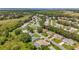 Aerial view showcasing a community with mature trees and a glimpse of a lake at 27141 Racquet Cir, Leesburg, FL 34748