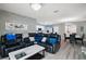 Open concept living room includes an eat-in kitchen, a dining area, and a big sectional at 30422 Pintail Dr, Leesburg, FL 34748